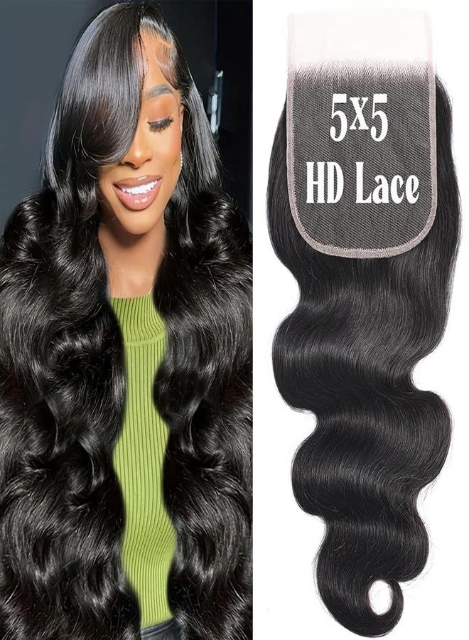 QTHAIR 18A 5x5 Body Wave HD Closure Human Hair Transparent Lace Closure 14inch Top Swiss Lace Closure Brazilian Virgin Hair Body Wave 150% Density Pre Plucked Natural Hairline Baby Hair - Image 1